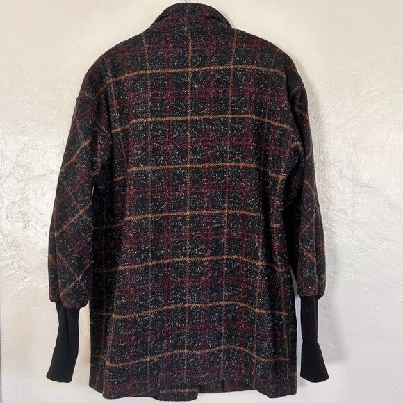 Vintage Tweed Plaid Wool Coat Women's Sz 8 Black by Jonathan Stevens - Picture 5 of 7